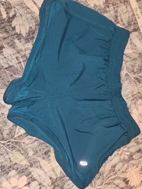 Asics Teal Blue Athletic Shorts with Reflective Logo